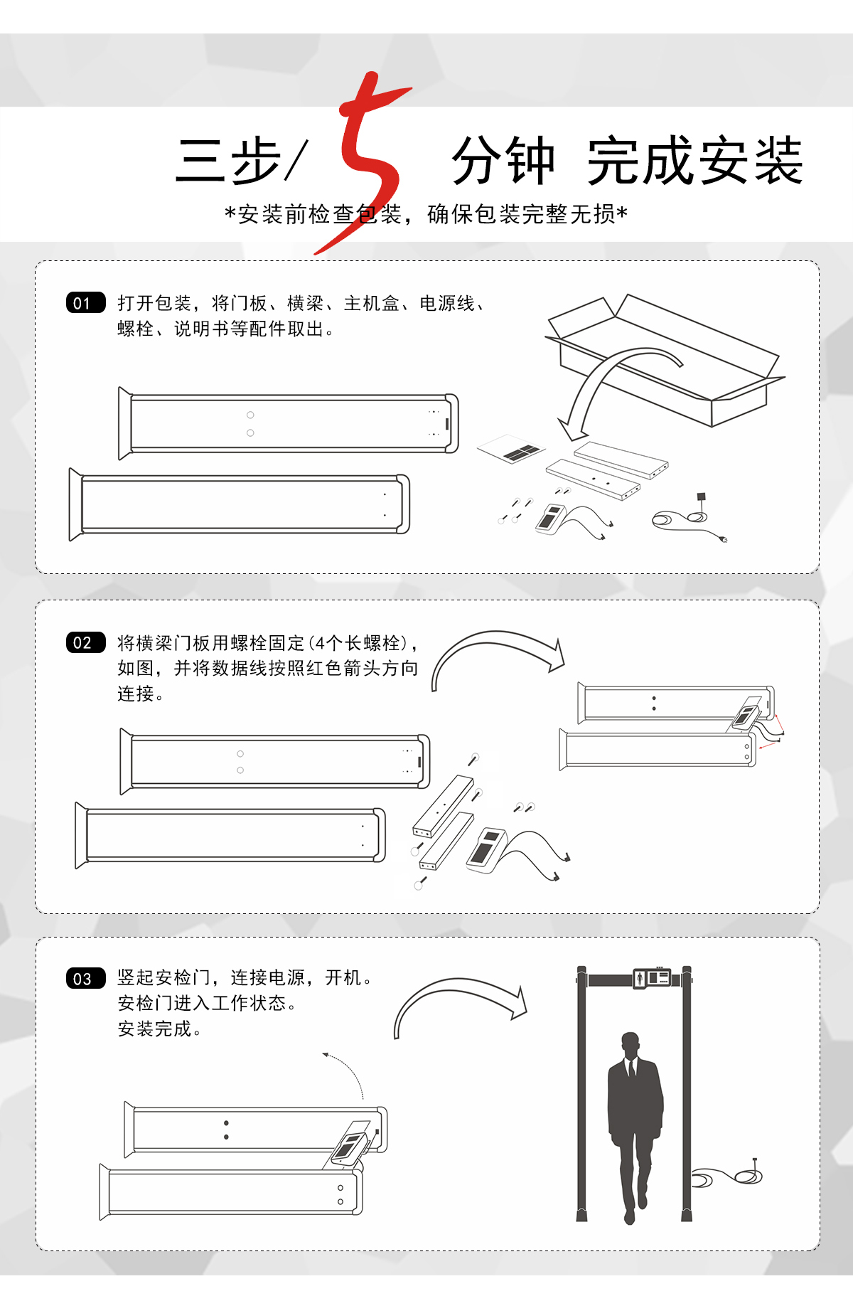 比利時人體紅外測溫門安裝步驟